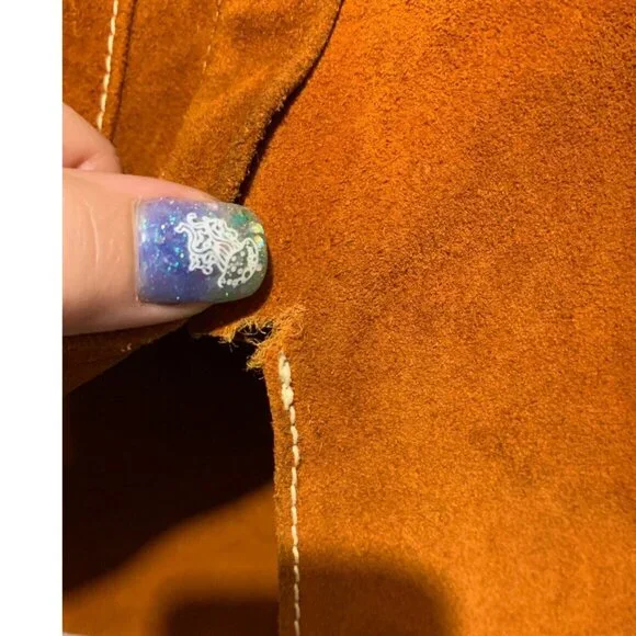 Vintage 60's-70's Sz 11 Brown A-line Suede Leather Skirt W/Pockets Hippie Boho - Picture 7 of 13